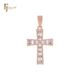 Latin cluster white CZs Rose Gold Cross Pendant