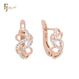 Spinning Ribbons interlocking Rose Gold two tone Clip-On Earrings