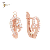 Blooming braches of white CZs Rose Gold Clip-On Earrings