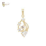 Wonderful cluster white CZs dancing 14K Gold Pendant