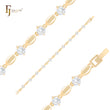 Oval beads mixed white CZs 14K Gold fancy link Bracelets