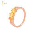 Triple Champagne Orange Yellow Triangular CZs Rose Gold Fashion Rings