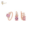 Flora oval cut pink cz solitaire Rose Gold two tone Jewelry Set with Rings