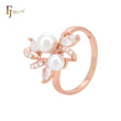 Luxurious pearls and white CZs Rose Gold Fashion Rings