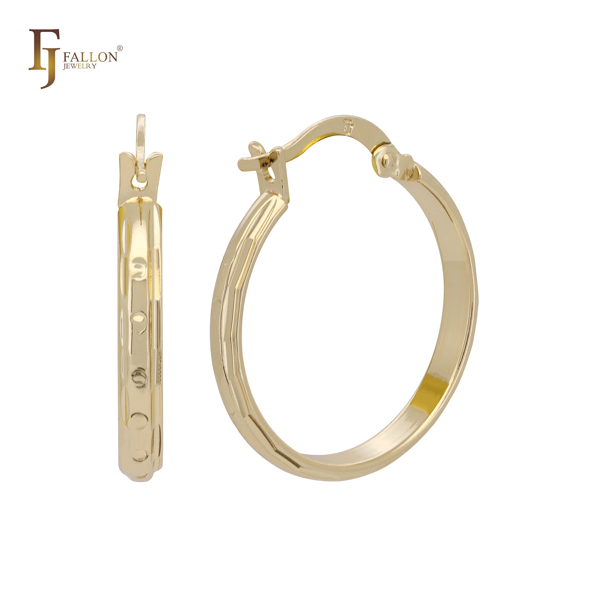 Elegant dot textured 14K Gold, Rose Gold Hoop Earrings