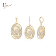 Oval filigree of white czs 14K Gold Jewelry Set with Pendant