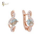 Twisted bonds cluster white czs Rose Gold two tone Clip-On Earrings