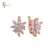 Cluster luxurious flower of marquise white or blue CZs sparkling Rose Gold Clip-On Earrings