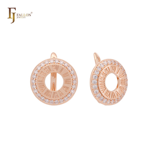 Clock Sundial Solarium Rose Gold Clip-On Earrings
