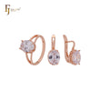 Giant oval big solitaire white CZ Rose Gold Jewelry Set with Rings