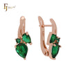 Branches of cluster emerald green CZs Rose Gold Clip-On Earrings