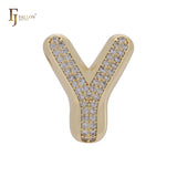 Alphabet letter Y with cluster white CZs 14K Gold Pendant