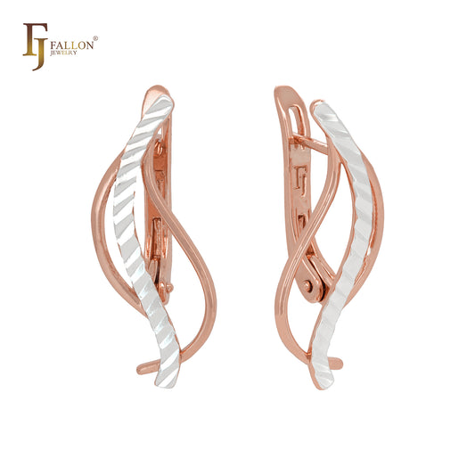 Twisted bonds Rose Gold two tone Clip-On Earrings