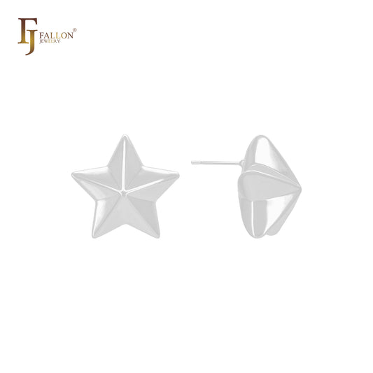 Starfruit shaped star 14K Gold, Rose Gold, White Gold Stud Earrings