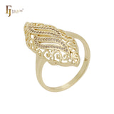 Oval long filigree 14K Gold Fashion Rings