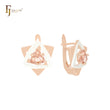 Double triangular shaped solitaire CZ Rose Gold two tone Clip-On Earrings