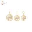 Double whirling White CZs mesh 14K Gold Jewelry Set with Pendant