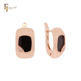 Oval rounded wide black Rose Gold Clip-On Earrings