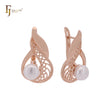 Great filigree clawed pearl Rose Gold Clip-On Earrings