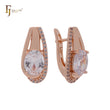 Solitaire oval white CZ Rose Gold Clip-On Earrings