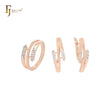 Triple rows of white CZs Rose Gold two tone Jewelry Set with Rings