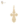 Orthodox glossy flower armed crucifix 14K Gold Cross Pendant