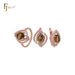 Oval tulip flower Coffe CZ Rose Gold two tone Jewelry Set with Rings