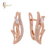 Blooming flower of white Czs Rose Gold Clip-On Earrings