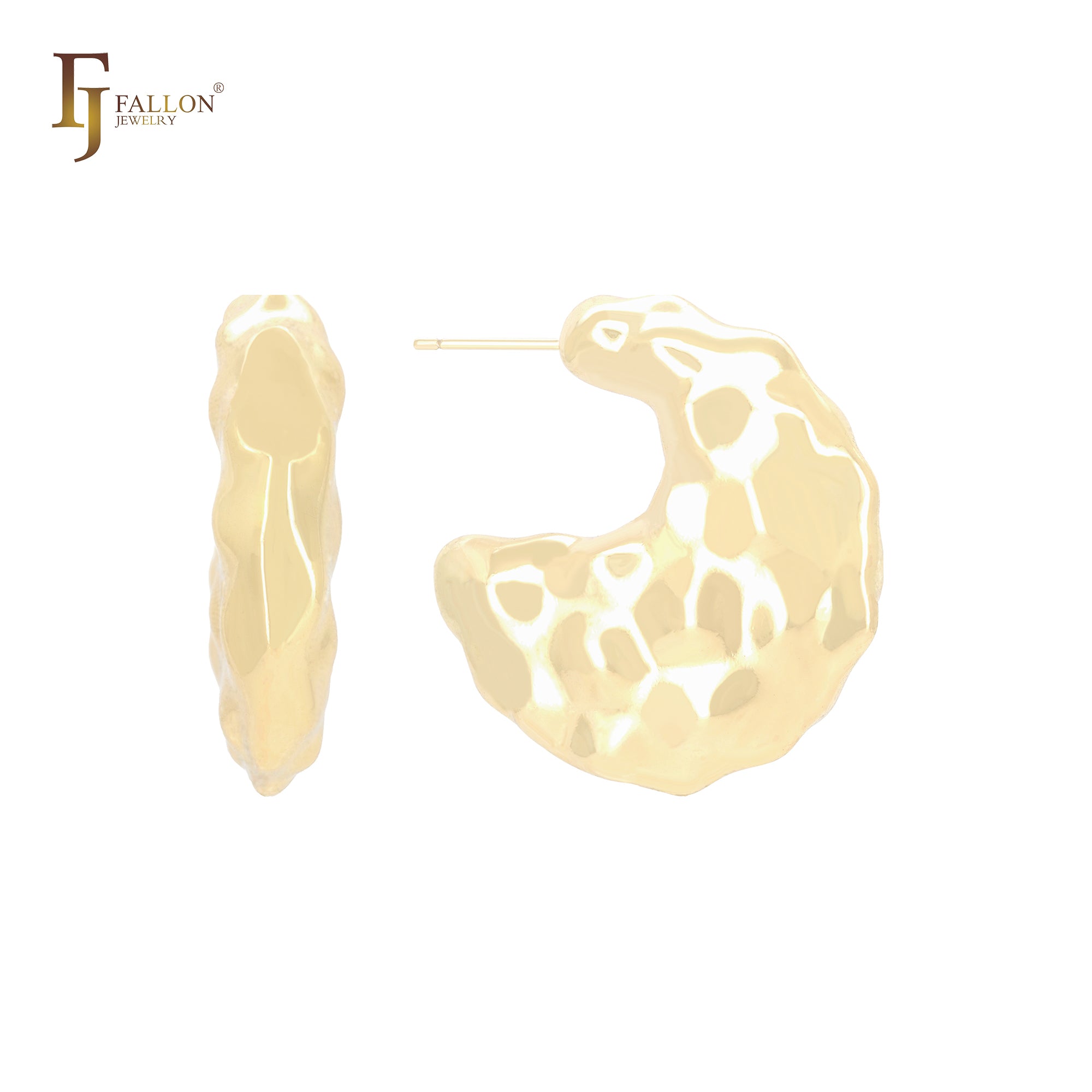 Irregular nugget shaped 14K Gold, Rose Gold, White Gold Stud Earrings