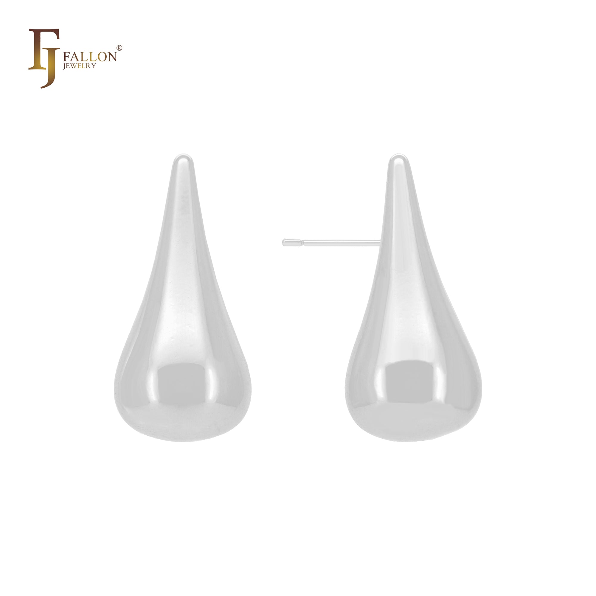 Pendulum Teardrop shaped  14K Gold, Rose Gold, White Gold Stud Earrings