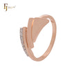 Triangular mixed parallel white CZs geometric Rose Gold two tone Fashion Rings