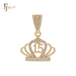 Anniversary of 15 years cluster white CZs crown 14K Gold Pendant