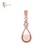 Pearl with white CZs Elegant embracing Rose Gold Pendant