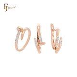 Eternity nail of white CZs Rose Gold two tone Jewelry Set with Rings