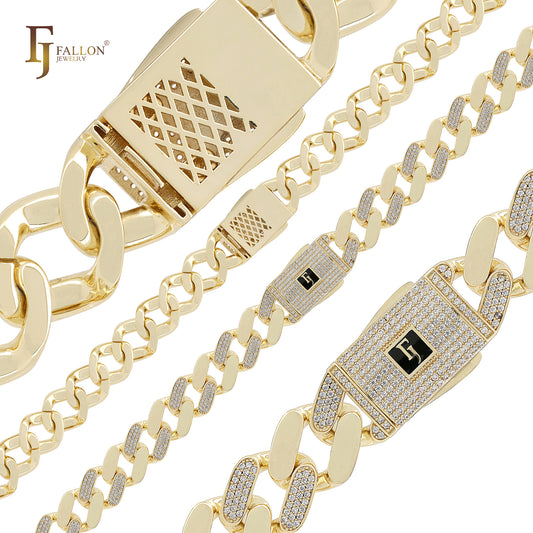 Ultra Copper medium Compact link chuncky Cuban link 14K Gold Chain Bracelets