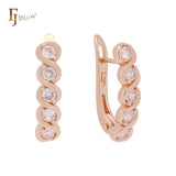 Five white rounded czs cluster Rose Gold Clip-On Earrings