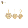 Spining white CZs rounded circle halo 14K Gold Jewelry Set with Pendant