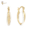 Rope twisted textured 14K Gold two tone Hoop Earrings