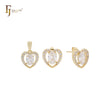 Halo Heart shape oval white CZs 14K Gold Jewelry with Pendant