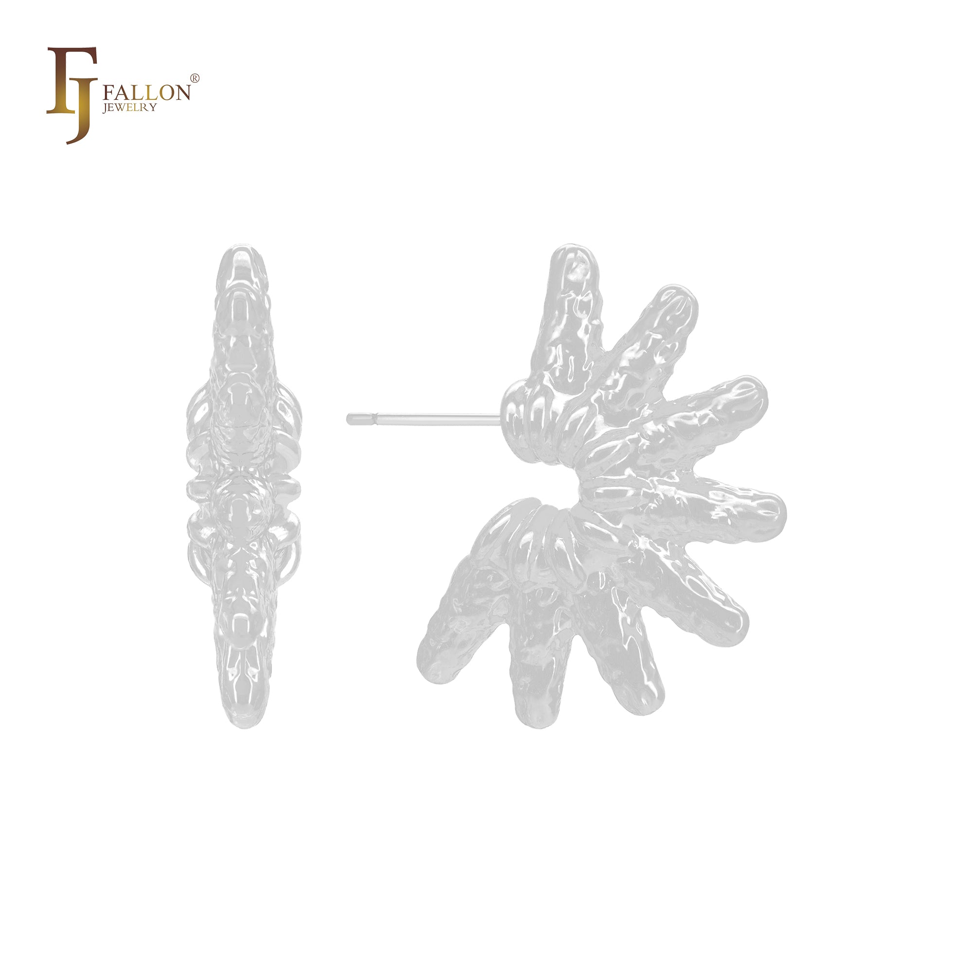 Half irregular starfish shaped 14K Gold, Rose Gold, White Gold Stud Earrings