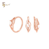 Marquise flames with white CZ Rose Gold Jewelry Set with Rings