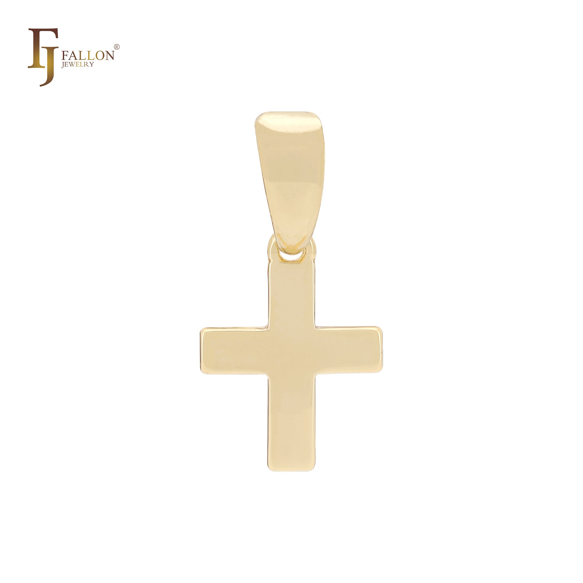 Minimalism Latin style pure glossy 14K Gold Cross Pendant