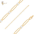 Oblong rectangular white CZs 14K Gold Bracelets