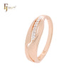 Geometric with slash of white CZs Rose Gold two tone Fashion Rings