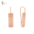 Oval flank squared cloudy textured Rose Gold Wire Hook Earrings