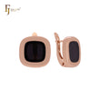 Rounded squared painted black Rose Gold Clip-On Earrings