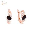 Ribbon clawed oval cut solitaire cz Rose Gold two tone Clip-On Earrings