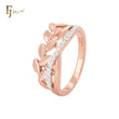 Thousand leaves and white cz band Rose Gold Fashion Rings