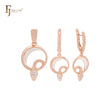 Circular snake of white CZs Rose Gold two tone Jewelry Set with Pendant