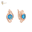 Spining Solitaire Ocean Blue CZ Rose Gold Clip-On Earrings